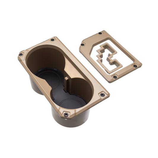 AJT Design v2 oversize cup holder + shifter/shift gate trim rings for a 2014-2021 Toyota Tundra.