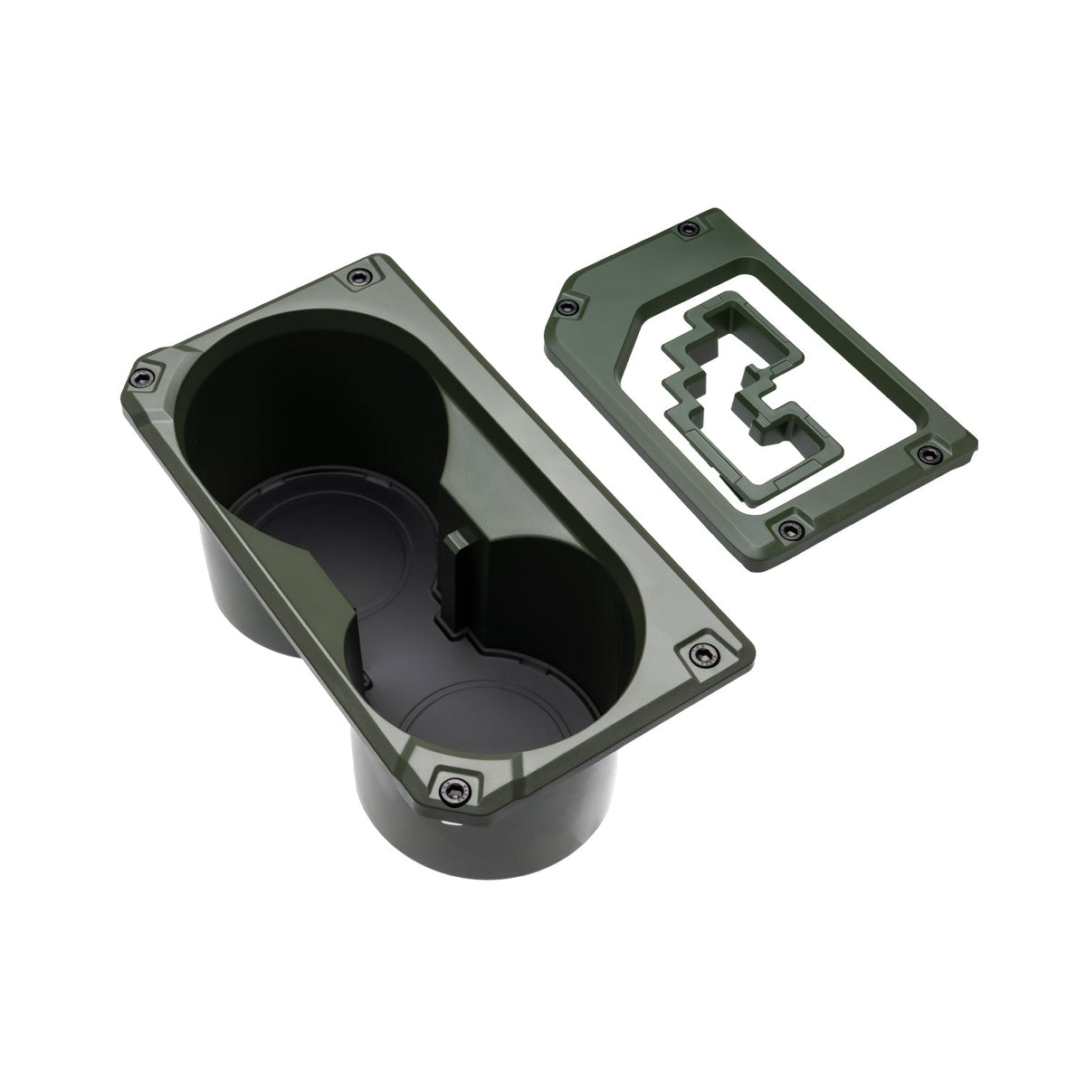 AJT Design v2 oversize cup holder + shifter/shift gate trim rings for a 2014-2021 Toyota Tundra.