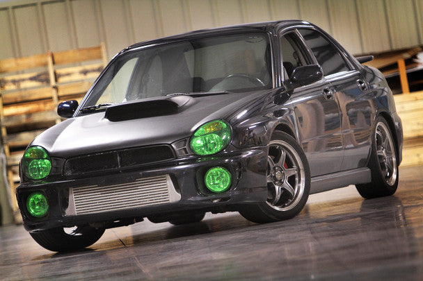 Lamin-X universal protective film applied to a fog light in green.