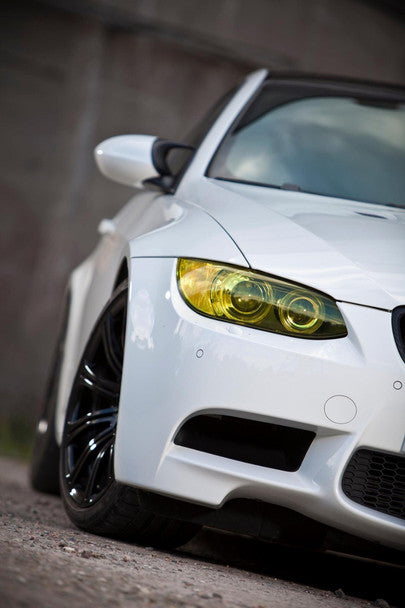 Lamin-X universal protective film applied to a headlight in yellow.